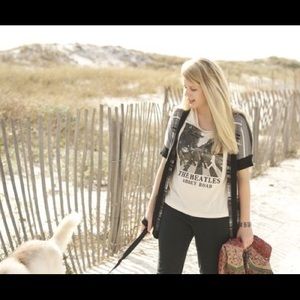 Short sleeve stripe cardigan